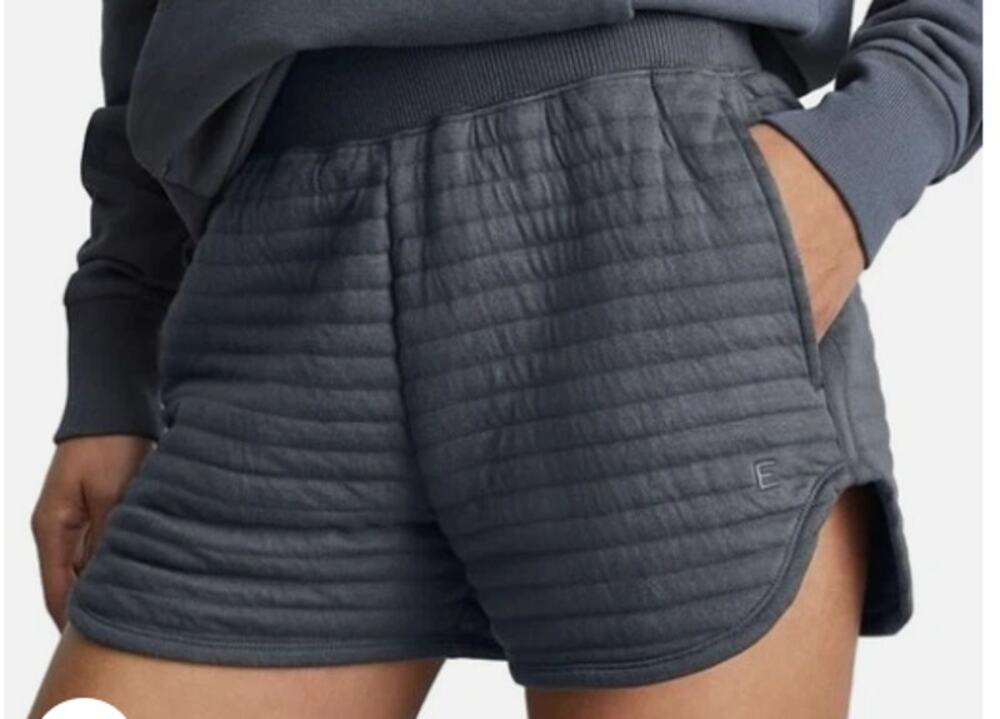 Everlane grey quilted striped organic cotton pull on shorts pockets casual small